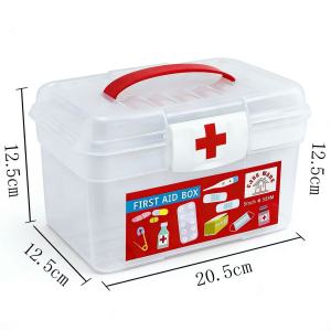 MOMO 2-Layer Durable Medicine Storage Box Portable First Aid Kit Organizer with Multi-Compartment DesignConvenient Handle for Easy CarryingIdeal for Family Home EmergencyStores MedicationsBandagesand Medical EssentialsFits HouseholdTravel Use in th