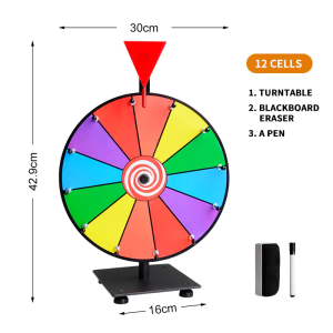 12 inch Prize Wheel Fortune Game with Dry Erase Markers & Eraser Prize Wheel Spinner easy to write