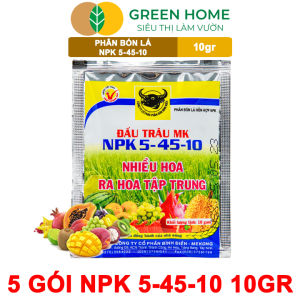 5 Gói Phân Bón Npk 5-45-10 Greenhome Đầu Trâu Gói 10Gr Phân Bón Kích Ra Hoa Đậu Trái