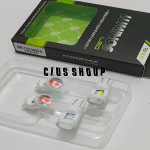 SATU PCS LAMPU LED T10 CS1 6 TITIK LENSA LUMINOS NINE SUPER TERANG UNTUK LAMPU SEIN SENJA PLAT NOMOR SPIDOMETER PLAFON KABIN MOBIL DAN MOTOR