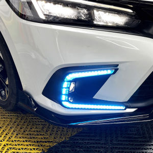 For 11Th  Honda Civic FE 2022 2023 Accessories  Car LED Headlights DRL Daytime Running Light Fog Lights With Dynamic Turn Signal ，White Yellow Blue Light
