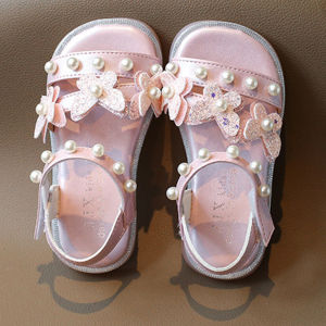 Sandal Flat Anak Perempuan Desain Mutiara & Liontin - Sepatu Pesta Anak Korea Fashion Slip On Sepatu Sandal Pesta Anak Perempuan Sepatu Flat Anak Cewek  Korean Girl Shoes Fashion Anak Cewek (ZH-SS258)
