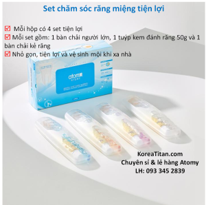 Bộ bàn chải & kem đánh răng an toàn vệ sinh nhỏ gọn thuận tiện đi du lịch công tác xa nhà - Atomy oral care system - 애터미 오랄케어 시스템 -Атоми Оралкеар Набор