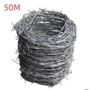 LABOT 200M Hot-plated Steel Wire Barbed Wire Rust-proof Green Plastic-coated Steel Wire Anti-theft Anti-climbing Barbed Wire Orchard Enclosure Net