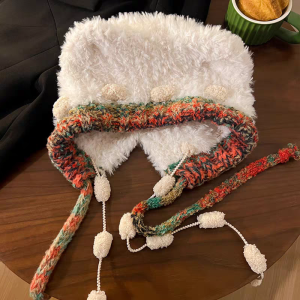 GENENIC Fluffy Bear Ear Plush Hat Cartoon Ear Protection Lei Feng Hat Leisure Thickened Beanies Cap Winter/Autumn