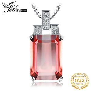 JewelryPalace 925 Sterling Silver Pendant Necklace No Chain 6ct Emerald Cut Nano Simulated Color Change Diaspore Fashion Jewelry