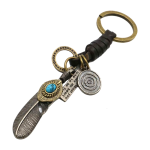 Móc treo chìa khóa lông nghệ thuật Charm gắn túi kết cấu hợp kim vòng chìa khóa cổ điển cho các cá nhân phong cách và những người đam mê Retro