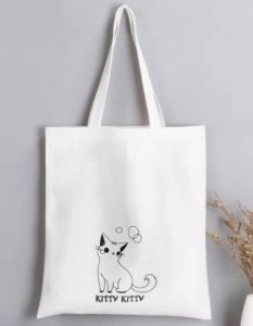 กระเป๋าผ้าแฟชั่น ขนาดใหญ่ ลายน่ารัก มีซิป แบบถือสะพายไหล่กระเป๋าผ้า TOTE สไตล์ญี่ปุ่น