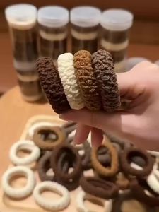 Hộp 6 dây thun vải co giãn tốt buộc tóc đơn giản màu trơn cho nữ hot CB24