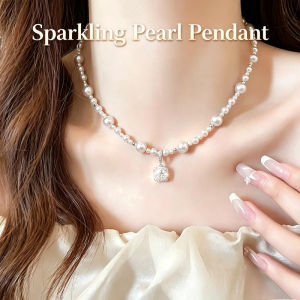 Elegant Cube Pearl Necklace Womens New Popular Style Clavicle Chain Jewelry Accessories Korean Ins