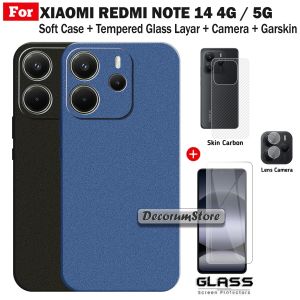 4in1 Soft Case Xiaomi Redmi Note 14 4G 5G Matte Sandstone Free Anti Gores Layar Camera Dan Garskin Warna