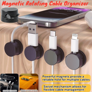 Magnetic rotating cable organizer Desktop NoPunch Storage Holder Rotating Magnetic Desktop Data Cable Storage Fixer No Punch No Trace Cable Winder