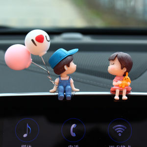 Car Decoration Cute Cartoon Couples Action Figure Figurines Balloon Ornament Auto Interior Dashboard Accessories For Girls Gifts