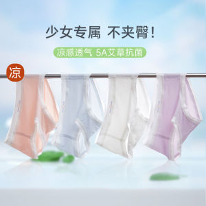 Summer Ice Silk Girls Underwear Junior High Elementary School Thin Seamless Mugwort Crotch Antibacterial Teen Briefs 夏季冰丝少女内裤 初中 小学生薄款无痕艾草底档抗菌 青少年三角裤 FUNIANQI
