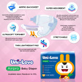 UniLove Airpro Baby Diaper 30s (Small) Pack of 2: Comfortable Disposable Diapers for Newborns