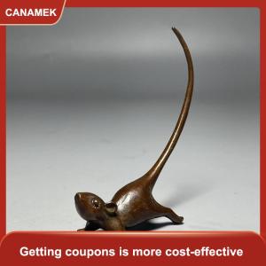 【CANAMEK】 Đuôi Dài Chuột thu nhỏ bức tượng Trung Quốc phong cách trà Pet cổ điển tinh khiết Đồng Chuột trang trí phụ kiện trang trí nhà