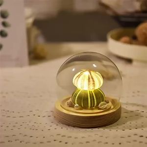 Handmade diy Glowing Sea Urchin Night Light Glass Cover Shell Handmade Lampshade Creative Qixi Festival Gift for Girlfriend