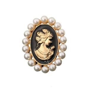 Victorian Cameo Brooch Pin With Rhinestones And Pearls Accent For Women Elegant Vintage Gift For Ladies