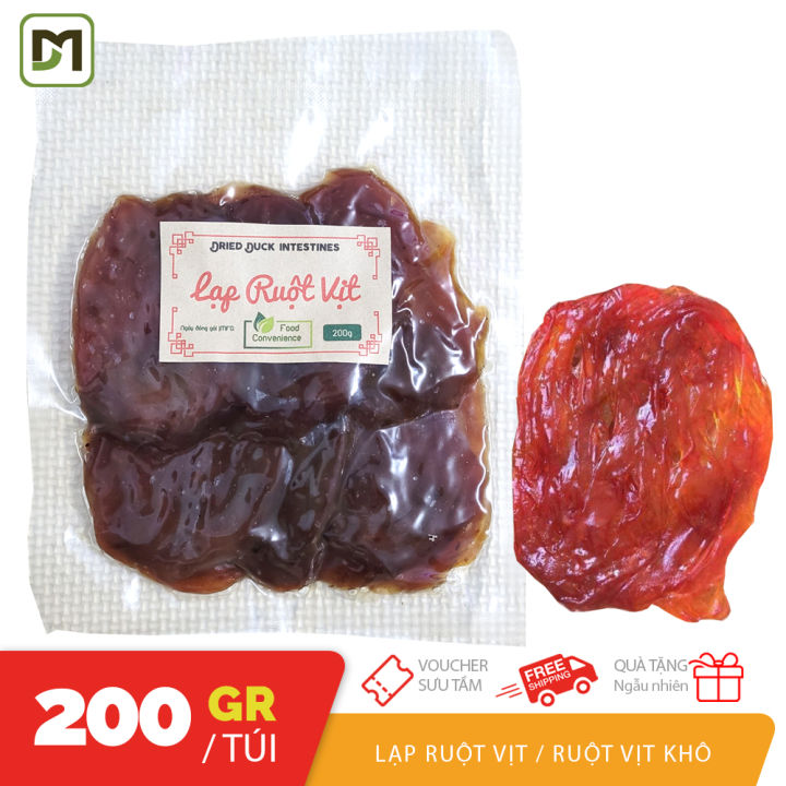 Túi 200gr lạp ruột vịt khô ép chân không dùng để nướng chiên xào