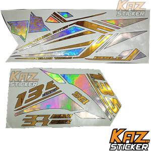 YAMAHA LC135 V2 V4 V7 CHROME GOLD LASER RAINBOW OVERLAP 3D COMPUTER CUT SPECIAL EDITION BODY COVER STICKER STRIPE