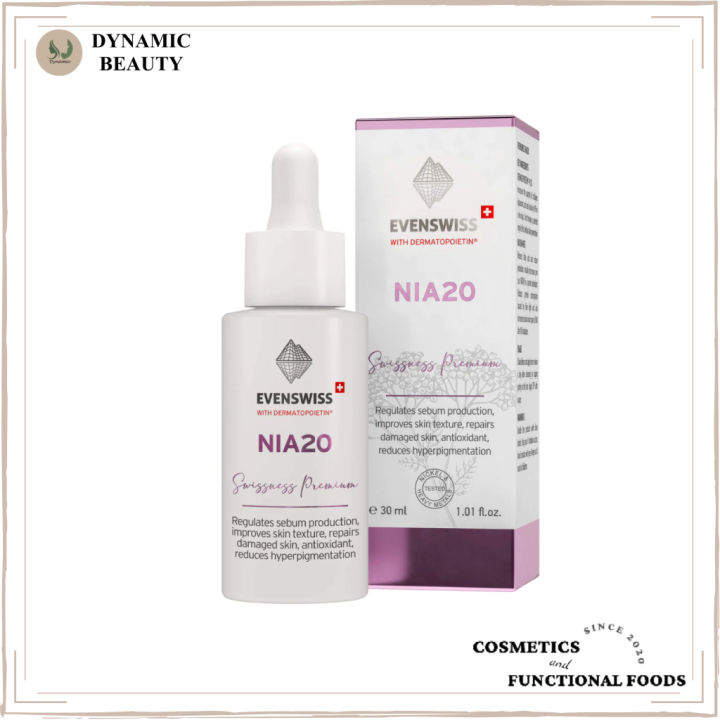 [Hàng Công Ty] Serum Evenswiss niacinamide 20% NIA 20 hỗ trợ thu nhỏ lỗ chân lông điều tiết bã nhờn sáng da 30ml nia20