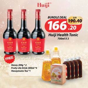 Huiji DECEMBER 2025 BUNDLES - (Huiji Health Tonic 700ml x 3) + 4x Fruity Lite Drinks 1x Honey Mums 2x 200G Honey