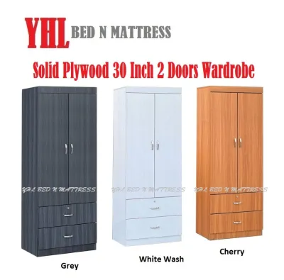YHL Solid Plywood 30 Inch Soft Closed 2 Doors Wardrobe