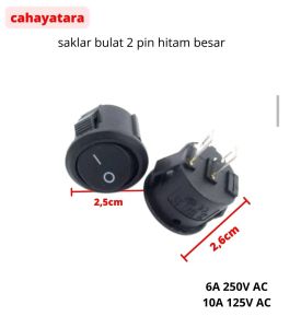 Rocker Switch / Saklar Bulat Hitam 2 pin
