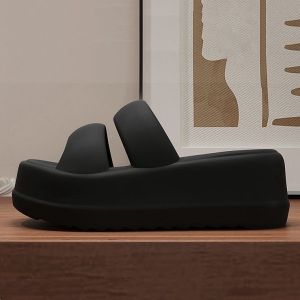 7cm Parallel Bars Flat Sandals Thickened Comfortable Beach Slippers For Women