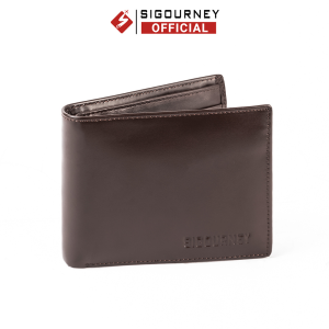 Ví Nam Da Bò Cao Cấp SIGOURNEY Màu Nâu Đậm VI-01N Dáng Ngang Bảo Hành 18 Tháng