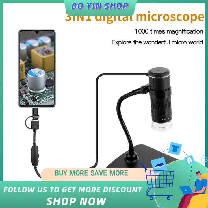 thumbnail interactive-video image 1 of Digital Microscope 4.3inch IPS Screen 50X-1000X Magnification 1080P HD Microscope With 1 of 14