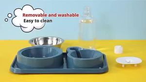 2 in1 Water and Food Bowl Set Detachable Stainless Steel Bowl No-Spill for Cats and Dogs Feeder