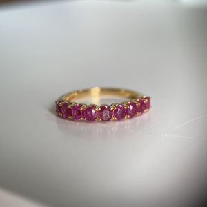 Burma Unheated Ruby Ring in 18k gold (Ruby Half Eternity Ring)