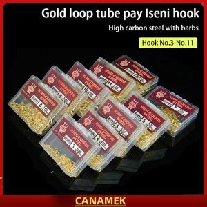 Miễn phí vận chuyển✨ 100pcs hộp màu vàng với vòng ống trả iseini móc thép gai thép carbon cao biển Móc Câu Cá