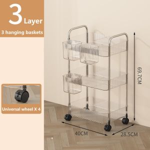 CSR Household storage trolley storage rack multi-layer snack trolley mobile bathroom storage shelf