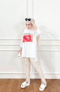 Kaos Semi Tunik Oversize atasan wanita dewasa motif trendy keren modis santuy terlaris cewek remaja cantik simple tebel catton produk NEUM"