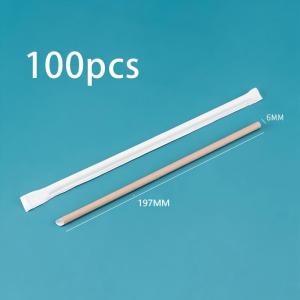 100pcs 6x190mm Drinks Straw Individually Wrap Sugarcane Biodegradable Sodas