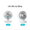 Quạt tích điện 2 cổng sạc, quạt mini để bàn pin 4000mah dùng liên tục đến 15h, quạt tích điện để bàn cỡ lớn xoay tự động. 