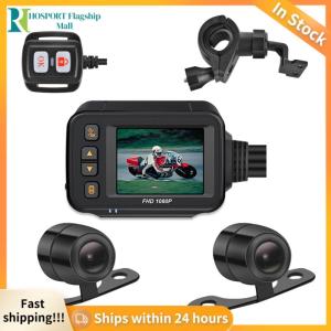 【HFM】 เครื่องบันทึกการขับขี่มอเตอร์ไซค์ HD 1080p ด้านหน้ามุมมองด้านหลัง Dash Cam IP65 กล้องมอเตอร์ไซค์กันน้ำแบบไดนามิกการเหนี่ยวนำ
