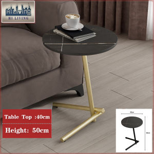 SG STOCK .Simple modern living room home rock plate iron art small coffee table. Creative bedroom sofa small round table