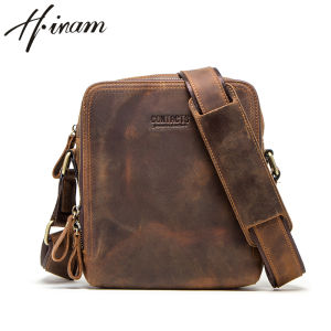 Hiram Men Sling Small Shoulder Bags Genuine Leather Vintage Male Crossbody Messenger Bags Mens Bags Handbags for 7.9 iPad