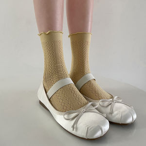 💖AngelCityes💖ถุงเท้าผู้หญิงถุงเท้าสีทึบ JK สไตล์ญี่ปุ่นบางผ้าฝ้ายแท้สวมใส่สบาย