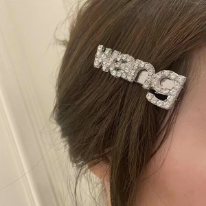 Rhinestone Duckbill Letter Shape Hair Clip New Year Headwear for Woman Birthday Party Carnivals Theme Non-slip Hairpin