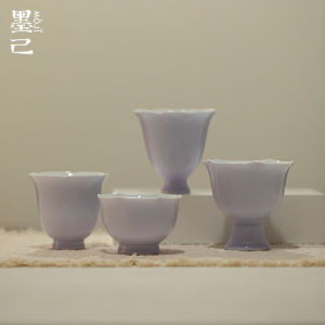 墨己暮山紫色釉温柔高足花口茶杯功夫茶具家用主人杯陶瓷品茗杯
