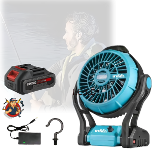 MAKITA พัดลมไร้สาย 12 นิ้ว 2-in-1 ใช้แบตเตอรี่ 18V หรือไฟบ้าน 220V ลมแรงทั่ว ปรับความแรงลม 3 ระดับ ใบพัดใหญ่ แบตทนทาน ใช้งานได้ 10-24 ชม พร้อมไฟ LED