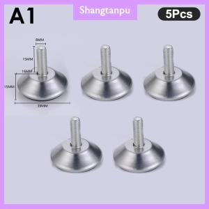 [shangtanpu] 5pcs Steel Furniture Legs Anti-slip Base Table Cabinet Leg Pad Adjustable Leveling Feet Leveler M8 M10 Screw 15mm-27mm