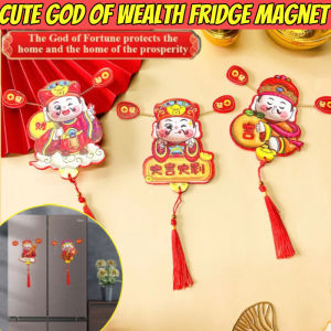 Cute God of Wealth Fridge Magnet New Year Celebration 3D Shake Ear Lucky Wealth God Fridge Magnet