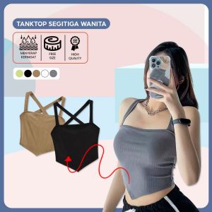 LD-P330 Tank Top Crop Segitiga Model Tali Belakang Silang Atasan Wanita / Tanktop Basic Knit Singlet Crop Cewek Import Korean Fashion