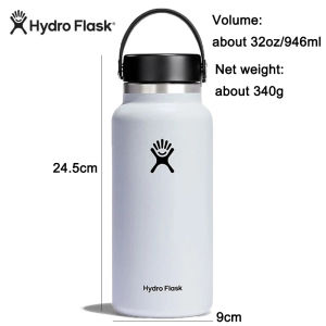 (Ship in 24hrs)Hydro Flask Stainless Steel Water Bottle 32oz/946ml Portable Hand Insulation Thermal Vacuum Cup Bottle Mug Cup Flask Easy to Clean