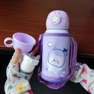 กระติกน้ำเด็ก แก้วน้ำเด็ก ขวดน้ำเด็ก มี2ฝาพร้อมปลอกเก็บอุณภูมิ วัสดุอย่างดีขวดเป็นสแตนเลจ เก็บได้ทั้งน้ำร้อนและน้ำเย็น